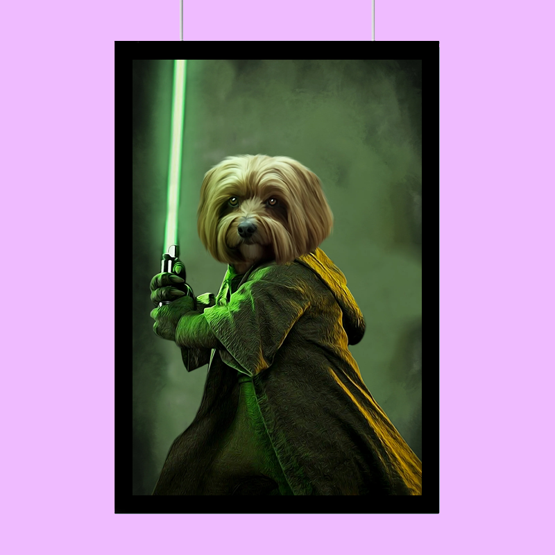 Jedi Star Wars With Green-LightSaber - Custom Pet Portrait